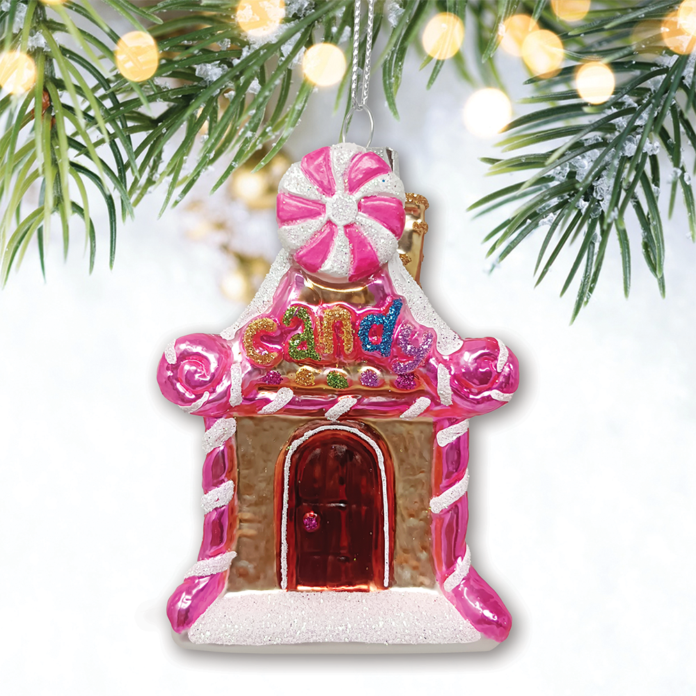 Sweet Treat Cottage House Glass Ornament