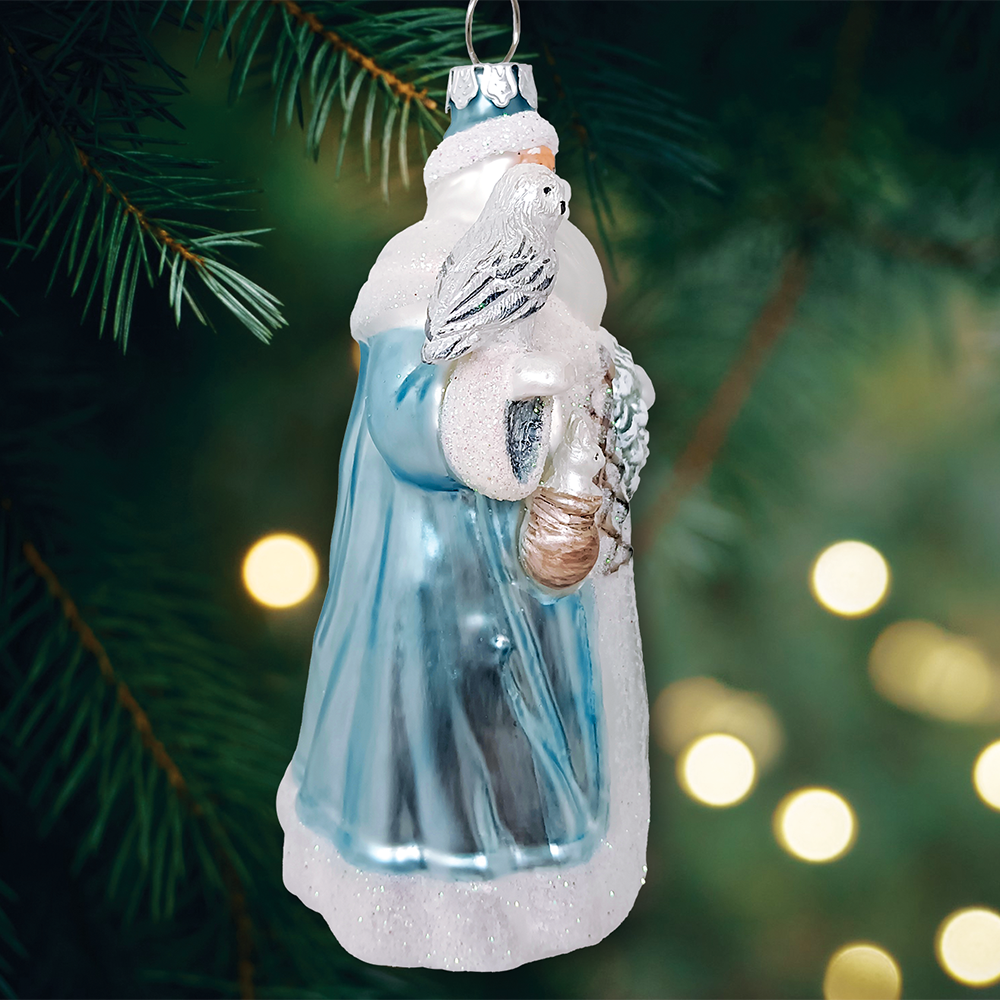 Arctic Whispers Santa Glass Ornament