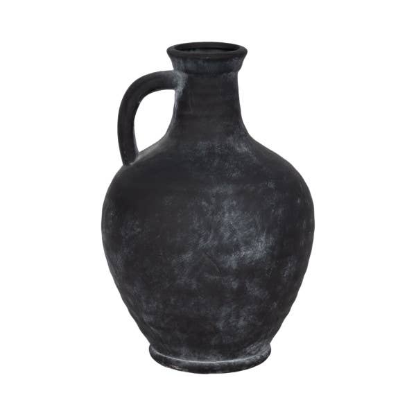 Black Weathered Terracotta Jug with Handle