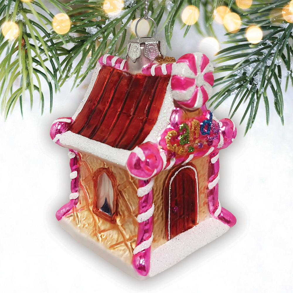 Sweet Treat Cottage House Glass Ornament