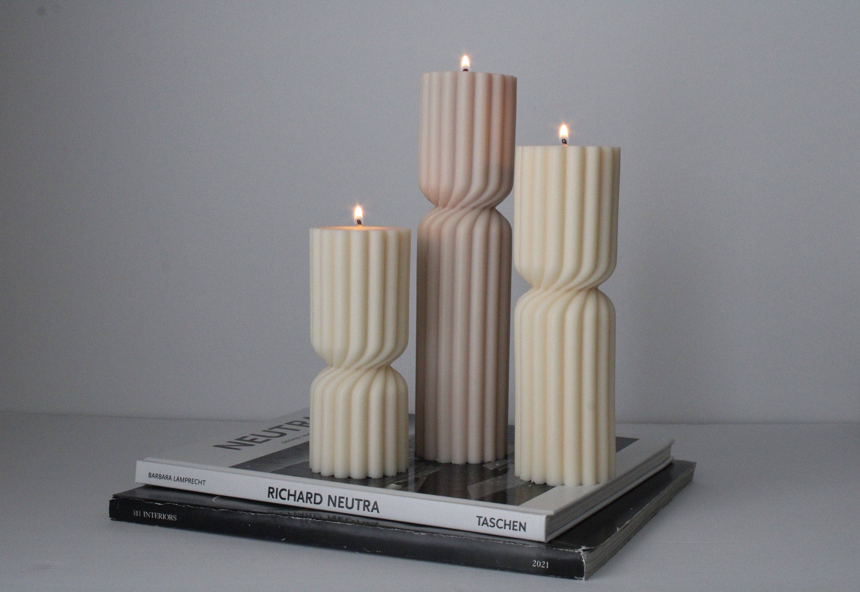 Hourglass Ribbed Pillar Candle