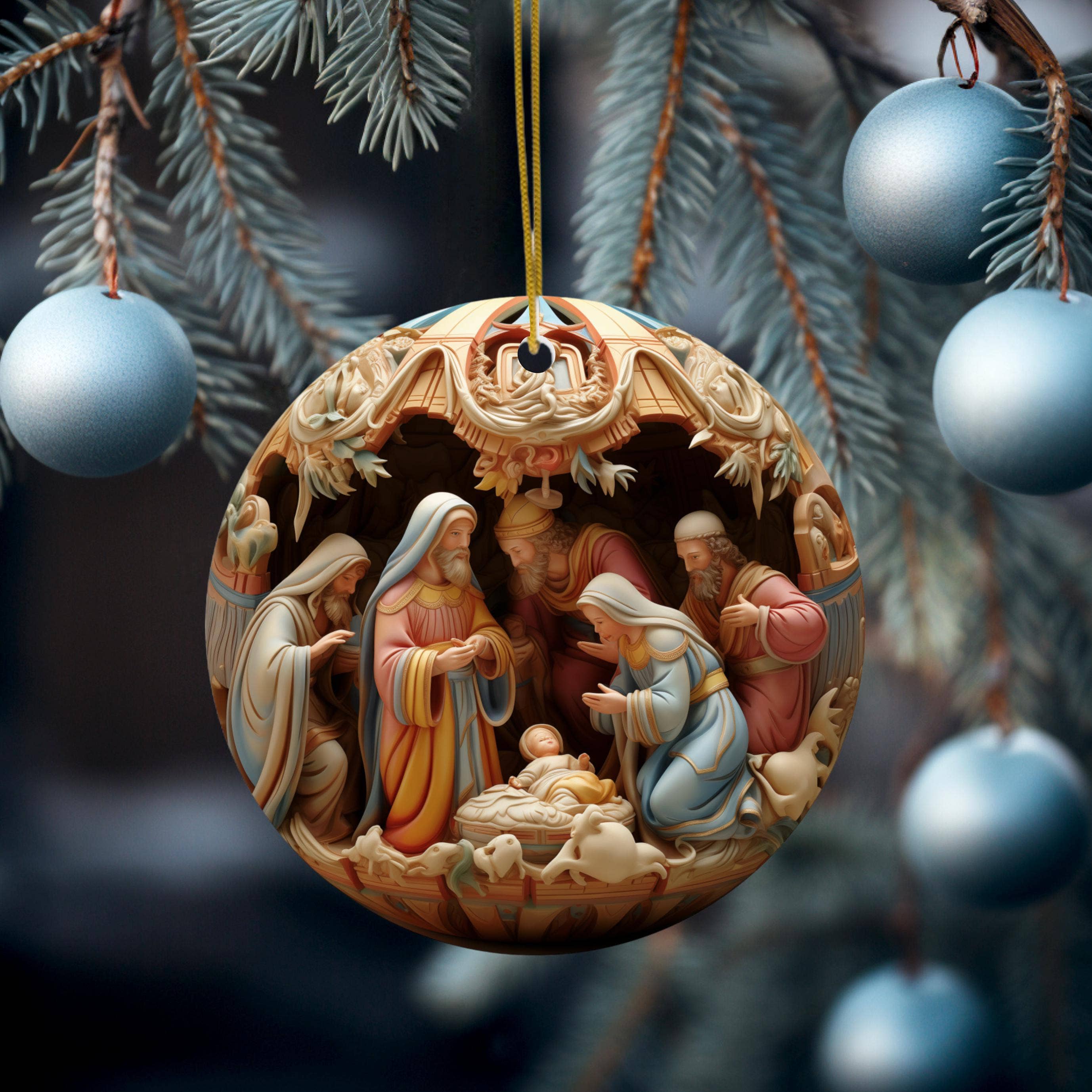 Christmas Nativity Ceramic Ornament