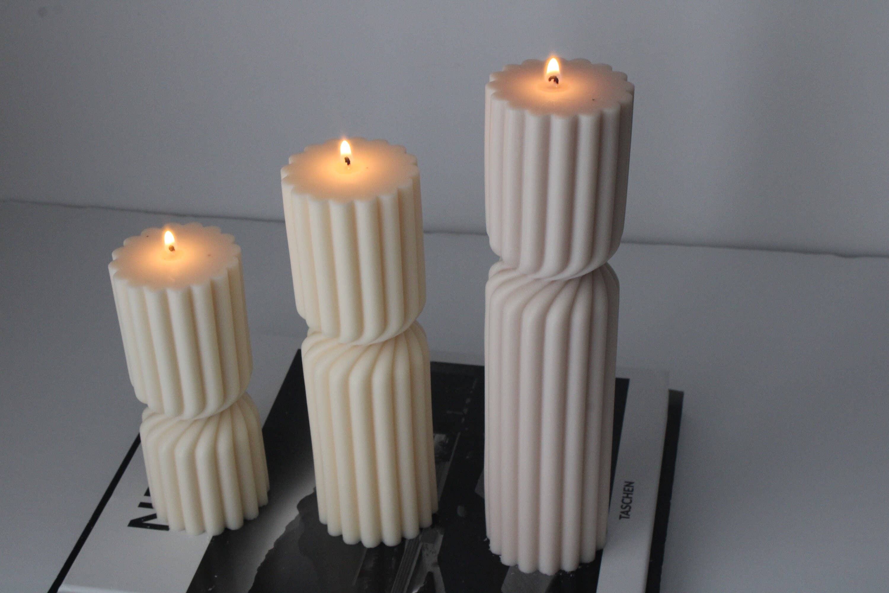 Hourglass Ribbed Pillar Candle