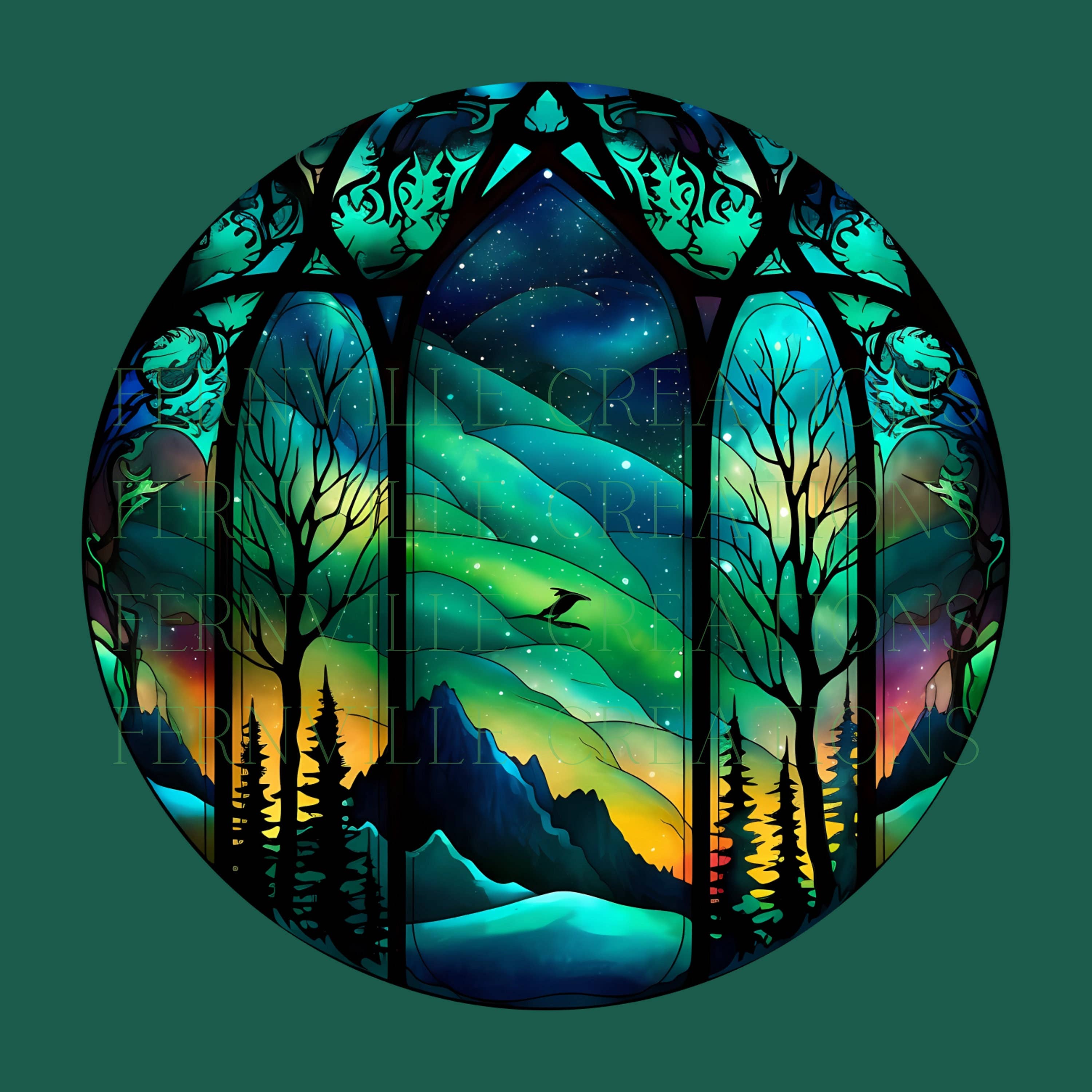 Northern Lights Stained Glass Christmas Ornament