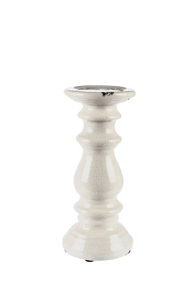 Antique White Ceramic Candleholder