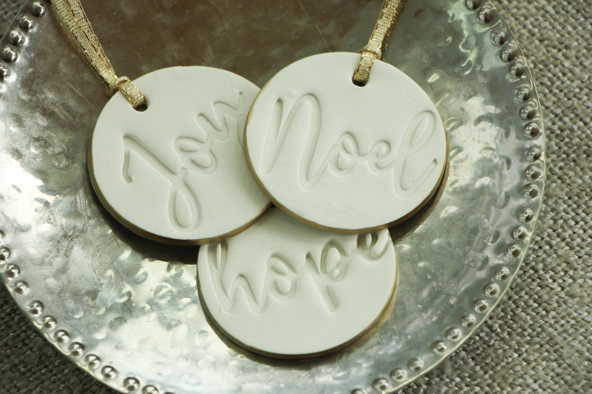 Hope, Joy, and Noel Ornaments