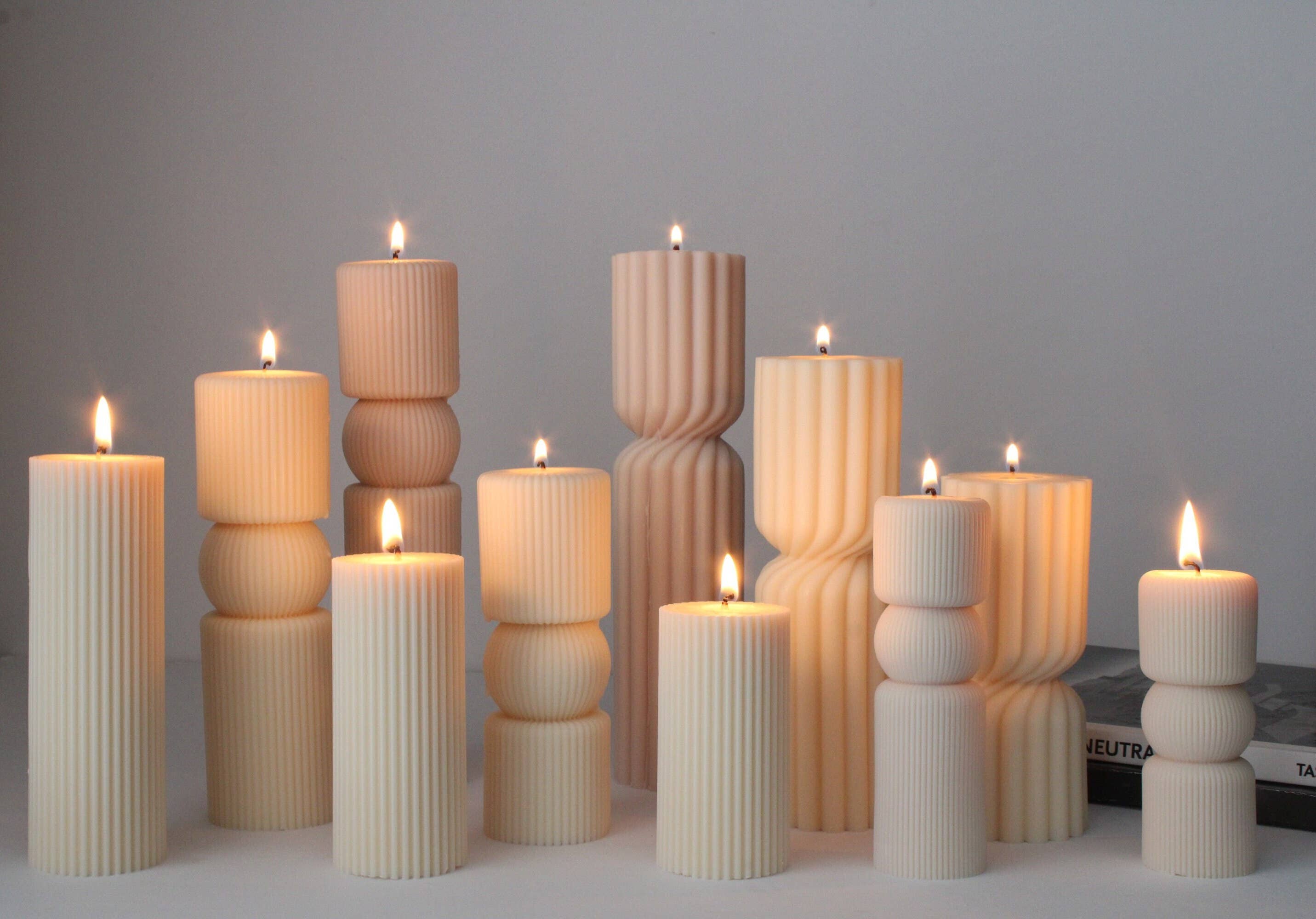 Hourglass Ribbed Pillar Candle