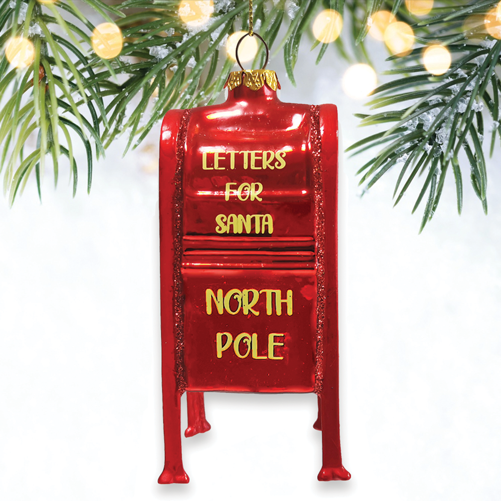 Letters for Santa Mailbox Glass Ornament