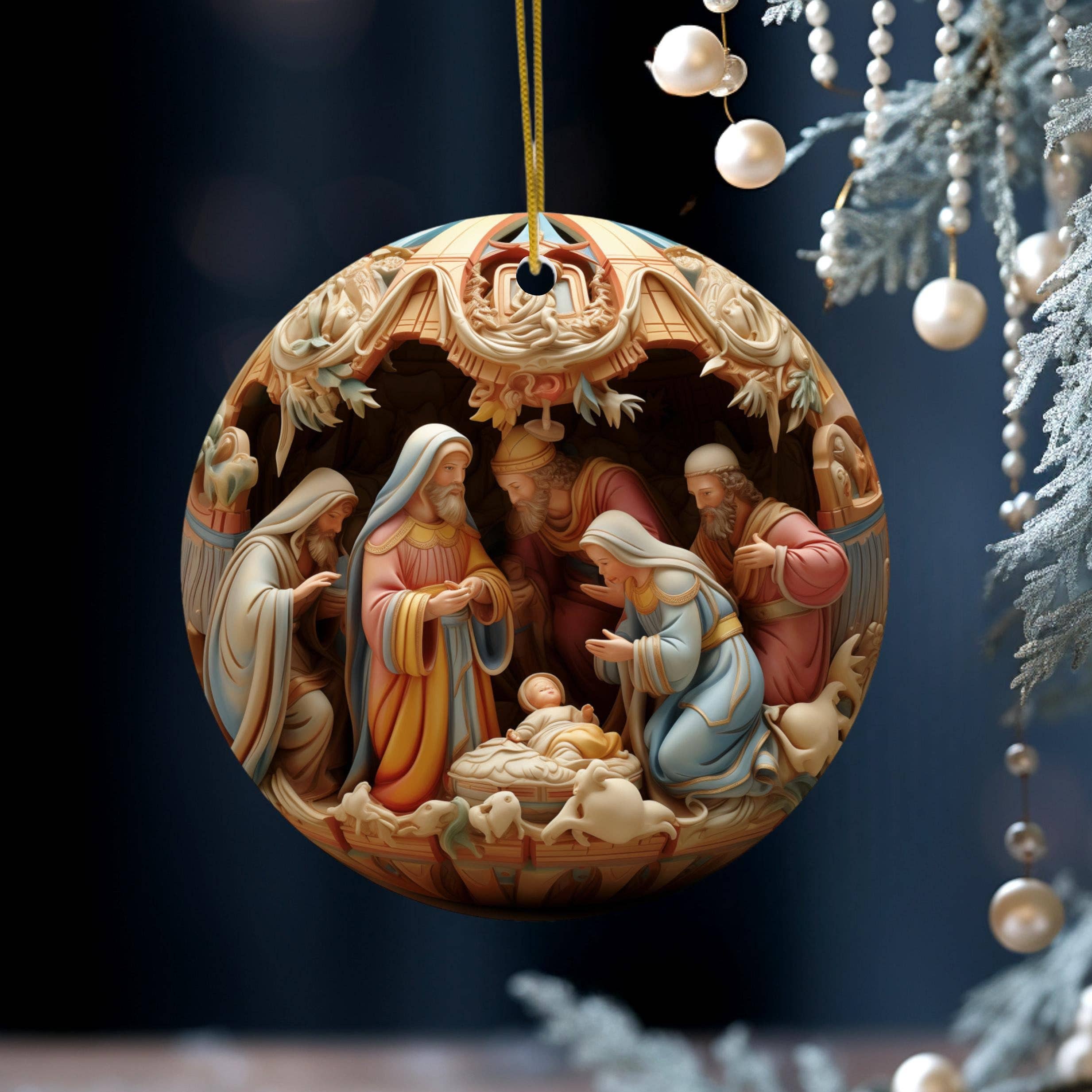 Christmas Nativity Ceramic Ornament