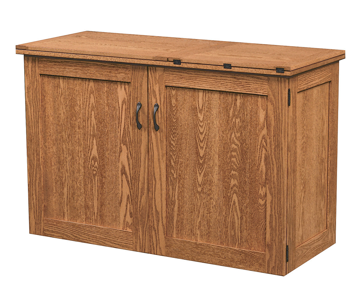 amish sewing cabinet shown in oak
