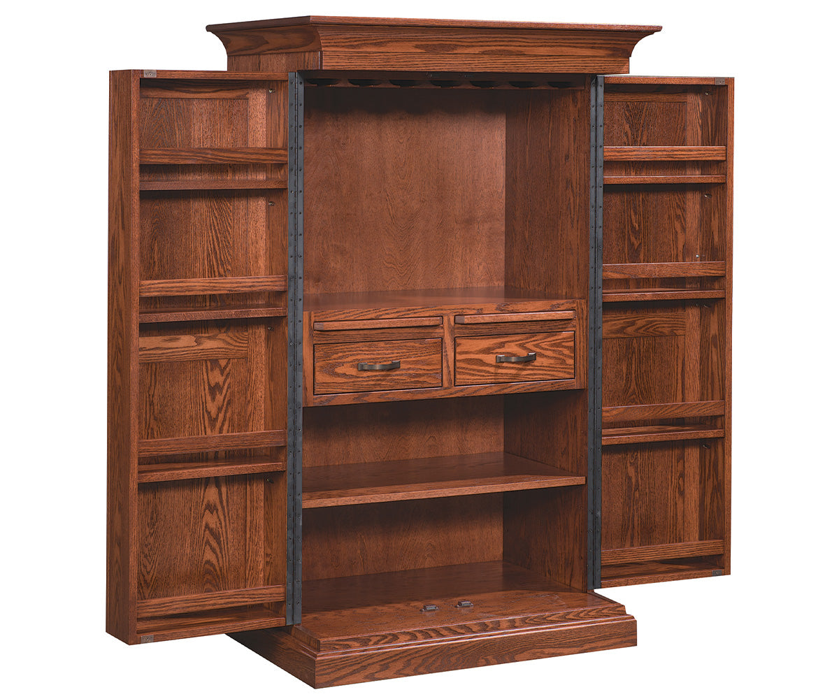 amish pantry shown in oak