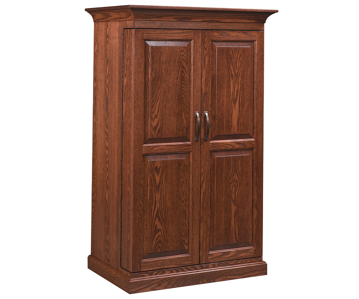 amish pantry shown in oak