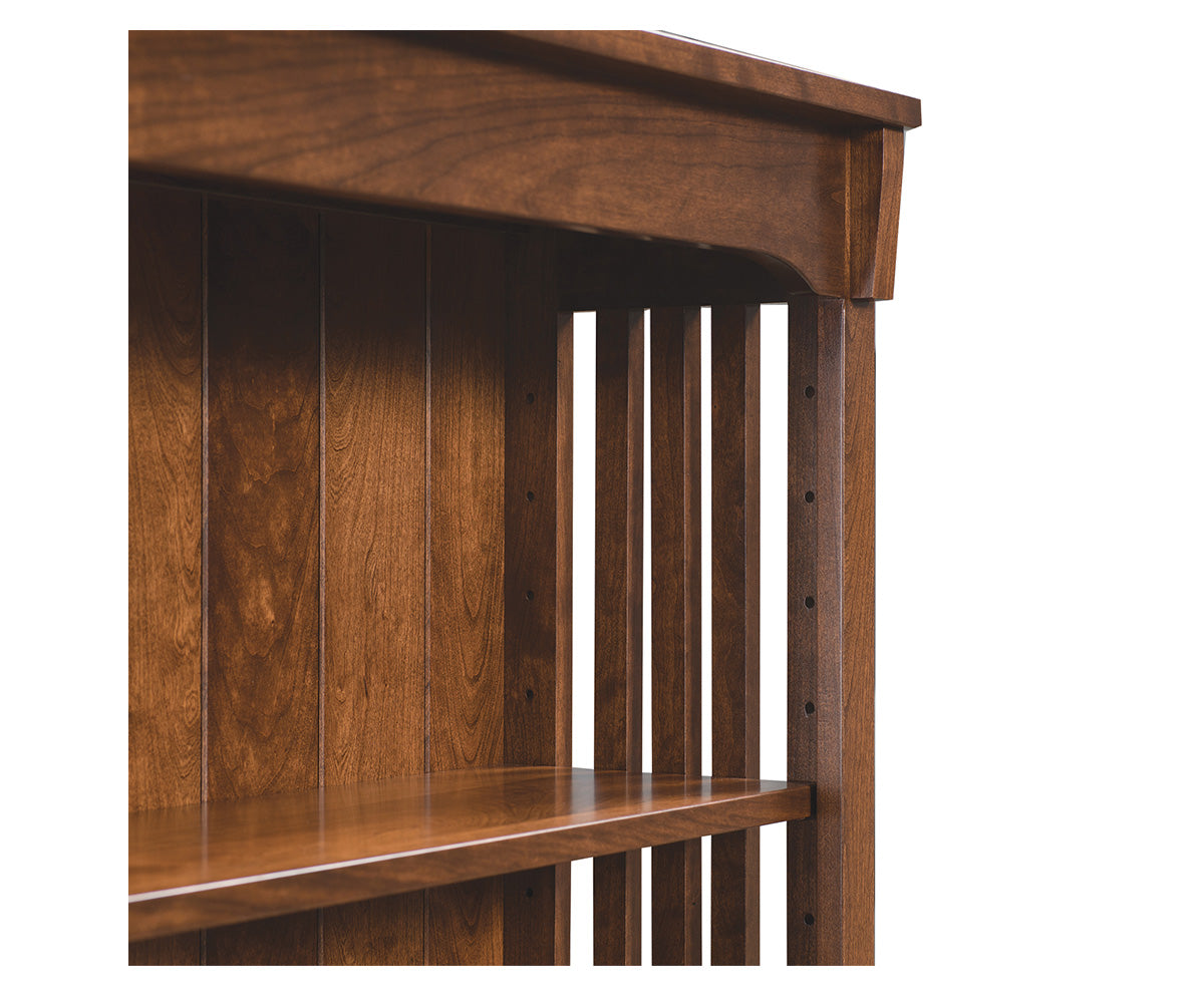 amish bookcase shown in brown maple
