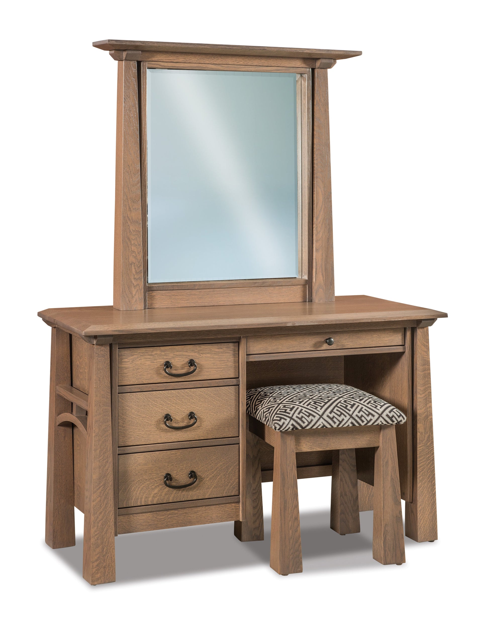 american made amish artesa four drawer vanity dresser with mirror and stool
