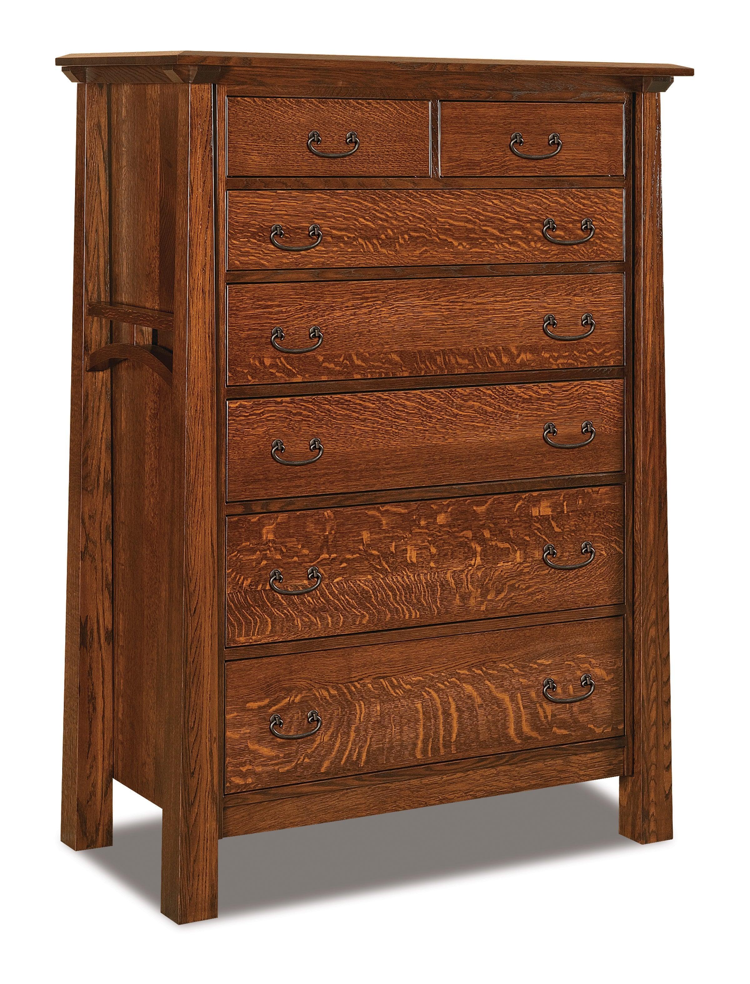 american made amish artesa seven drawer chest shown in quartersawn white oak