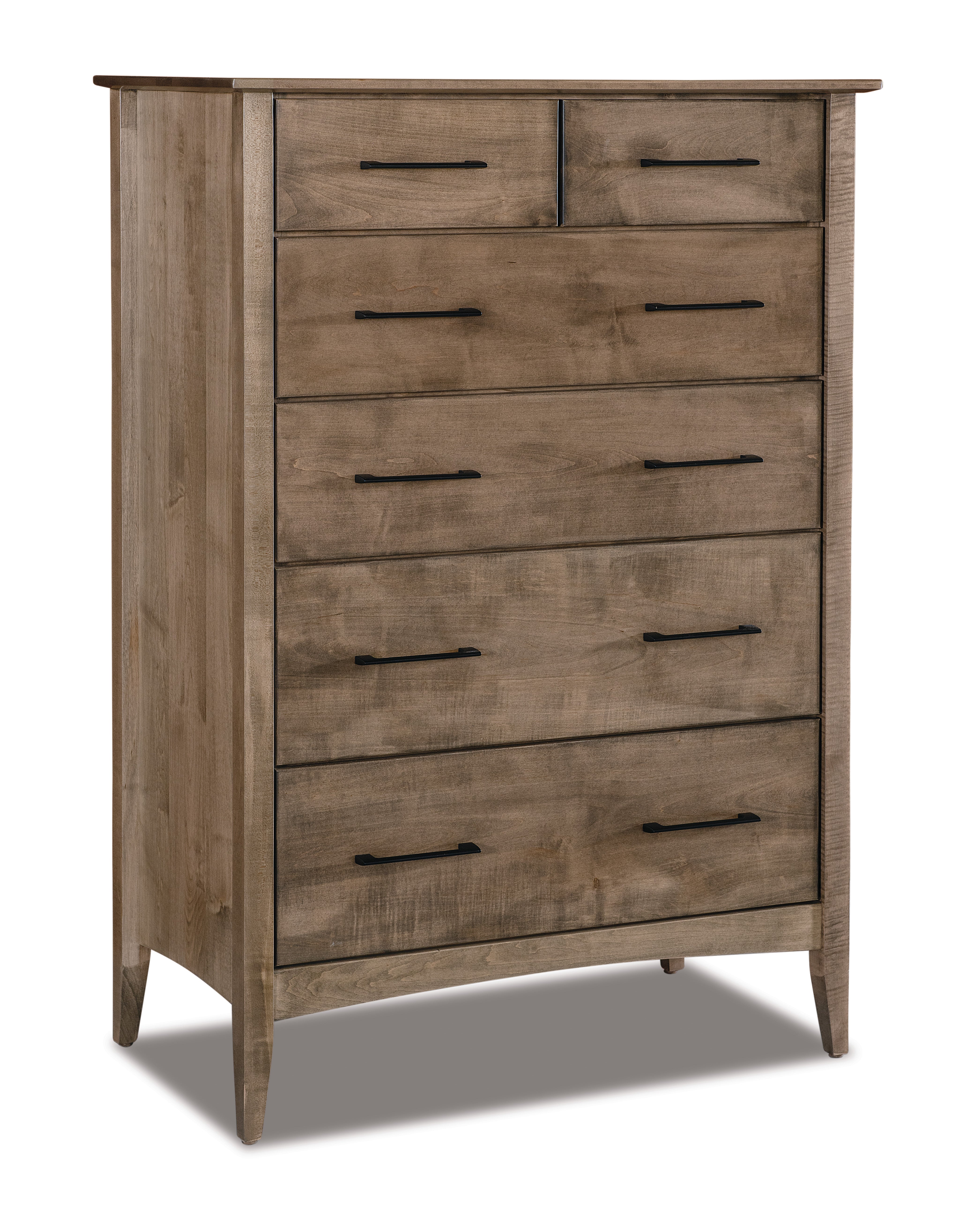 american made amish atlantic six drawer chest shown in brown maple with sandstone stain