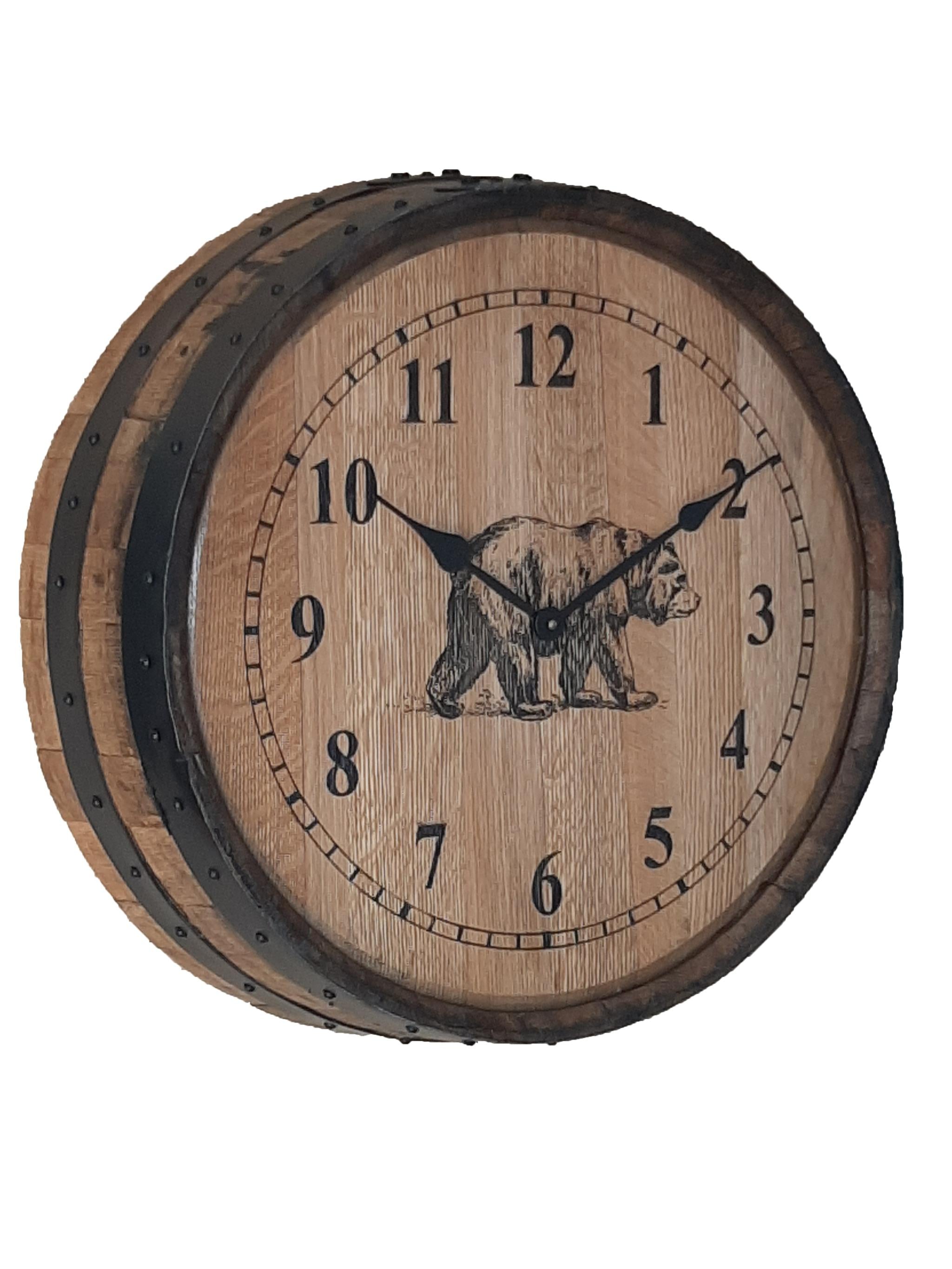 Amish Barrel Wall Clock-Wall Clock-Bear-Oak-The Amish House