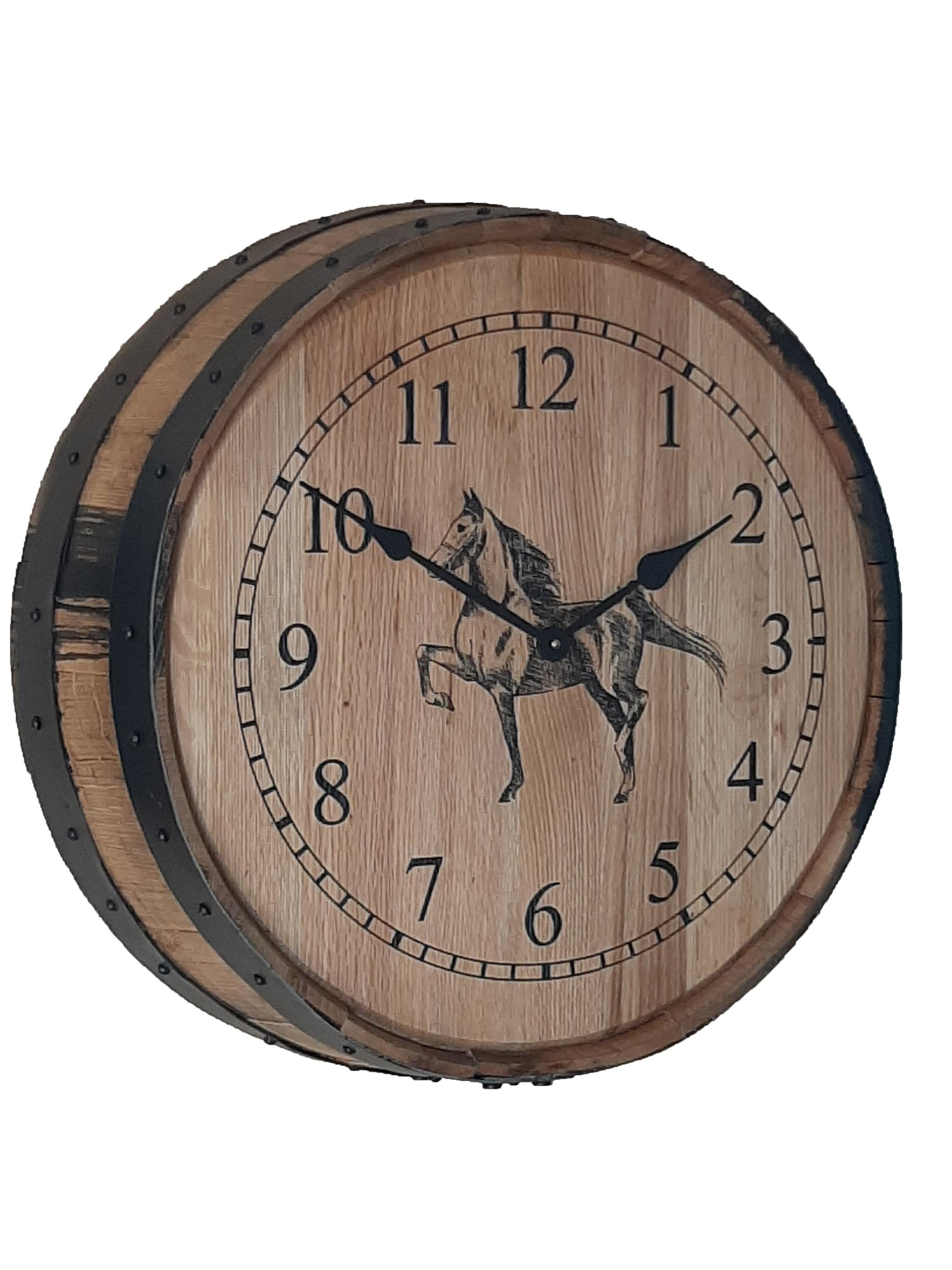 Amish Barrel Wall Clock-Wall Clock-Horse-Oak-The Amish House