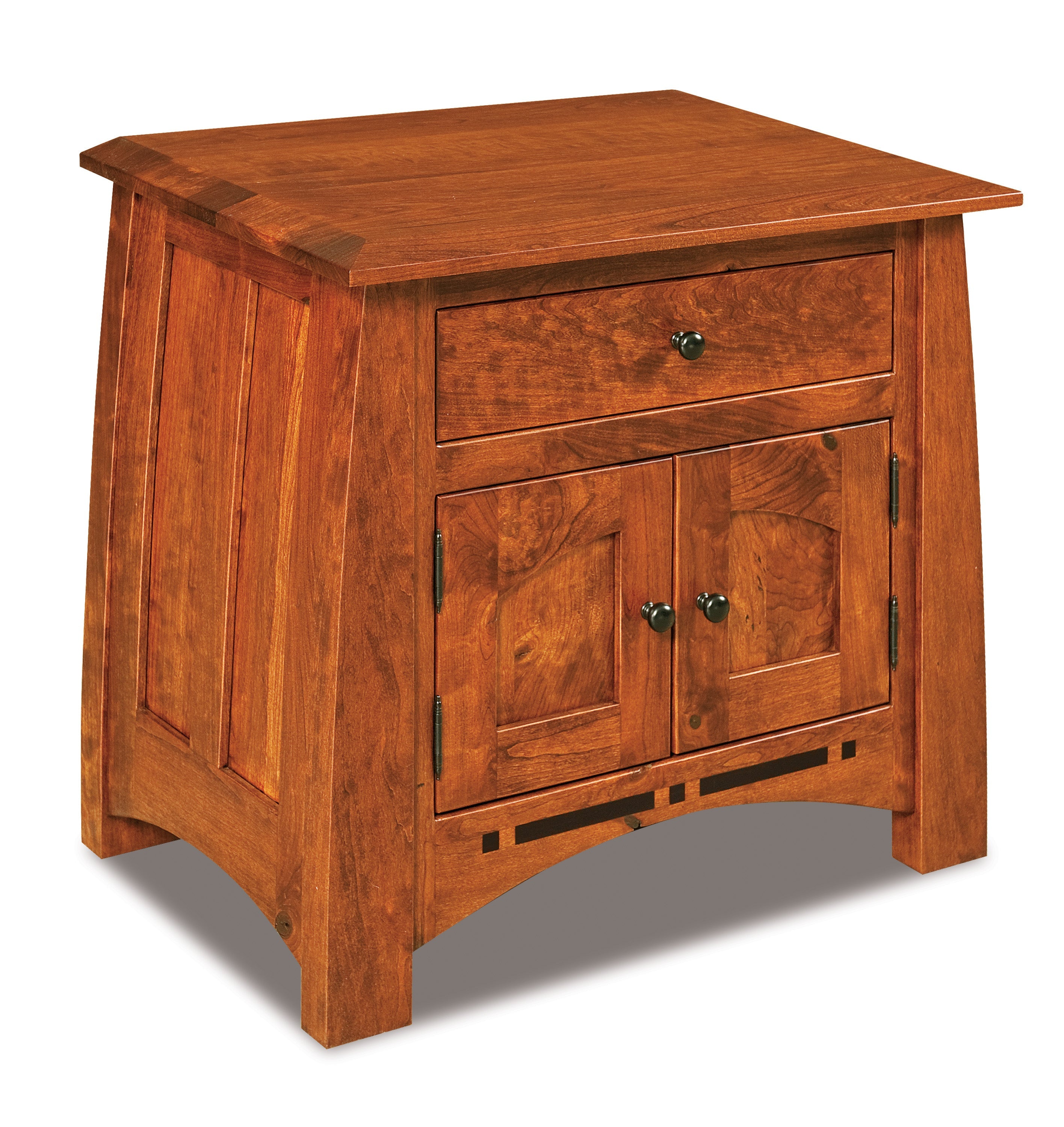 american made amish boulder creek one drawer two door nightstand