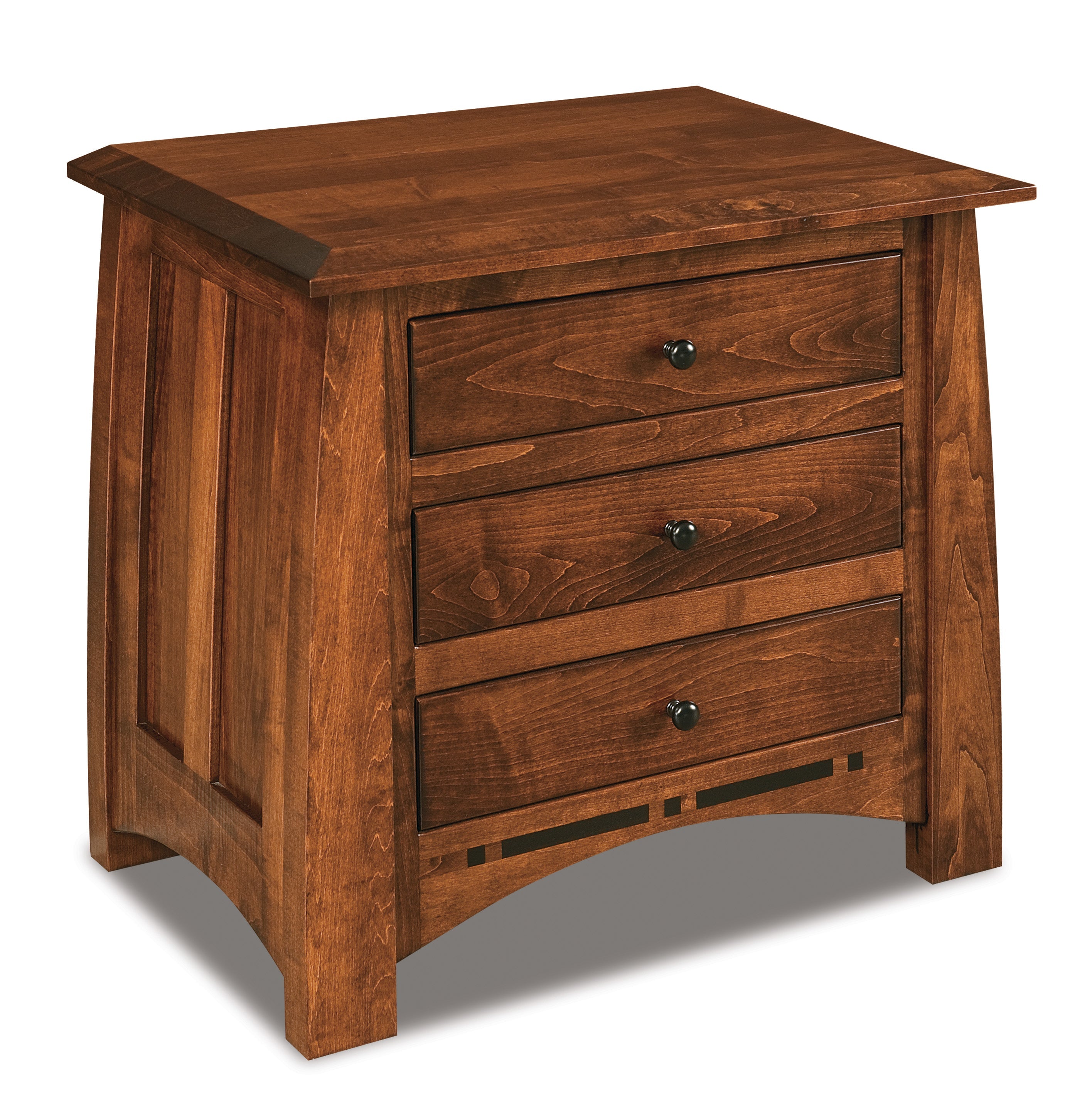 american made amish boulder creek three drawer nightstand