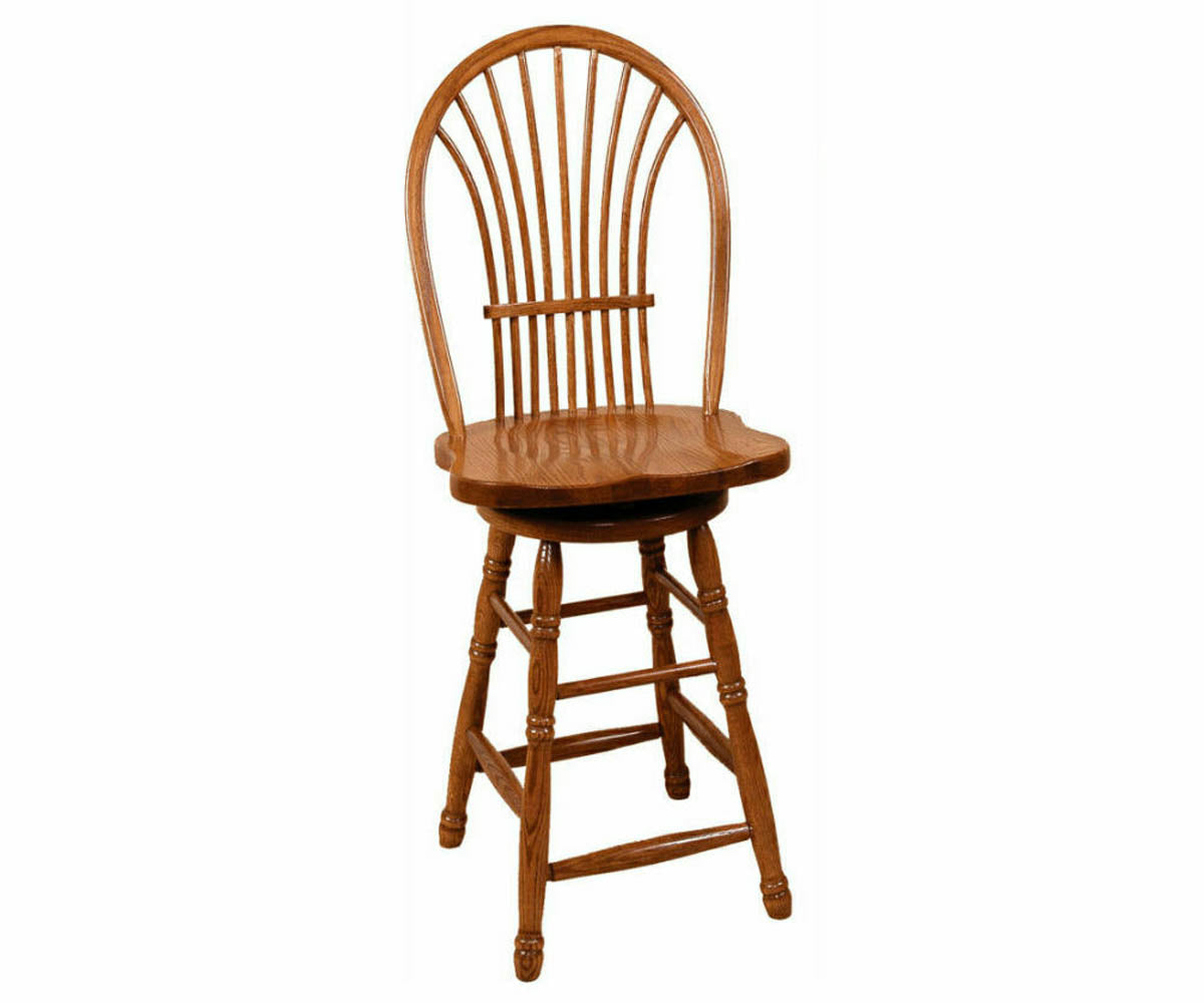 Amish Bow Sheaf Swivel Bar Chair