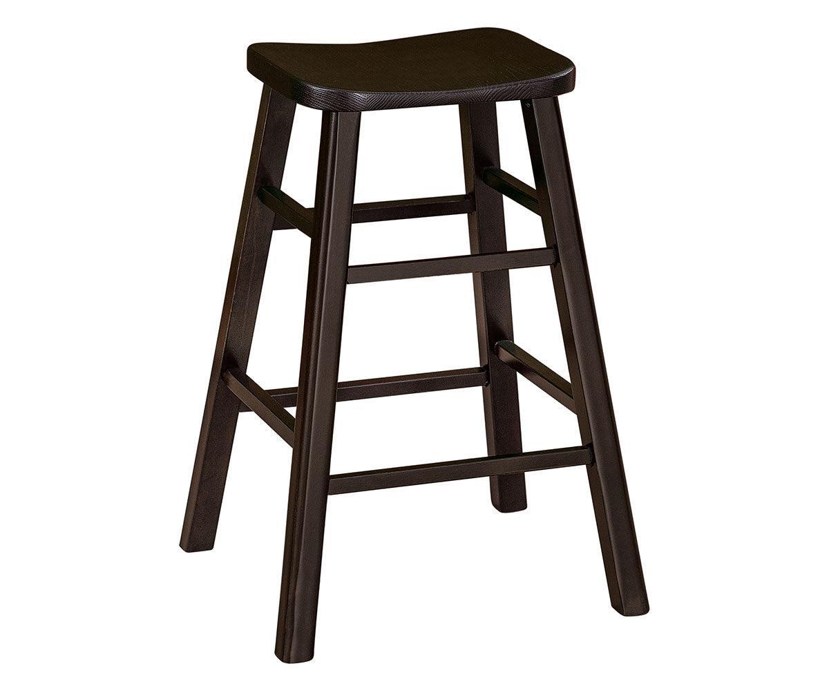 butler stationary bar stool in brown maple\red oak with onyx stain
