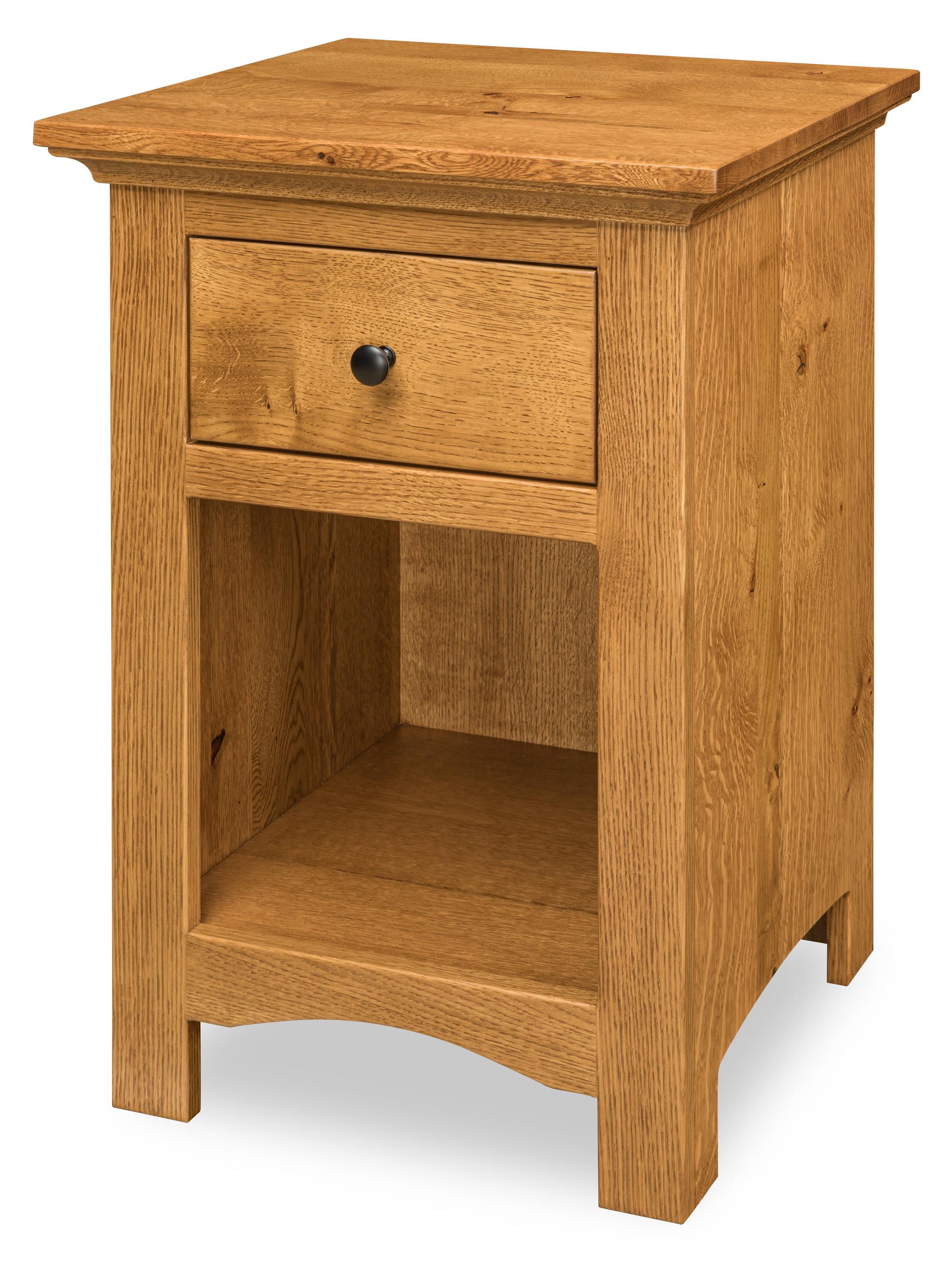 camden one drawer nightstand in rustic quartersawn wood with medium walnut stain