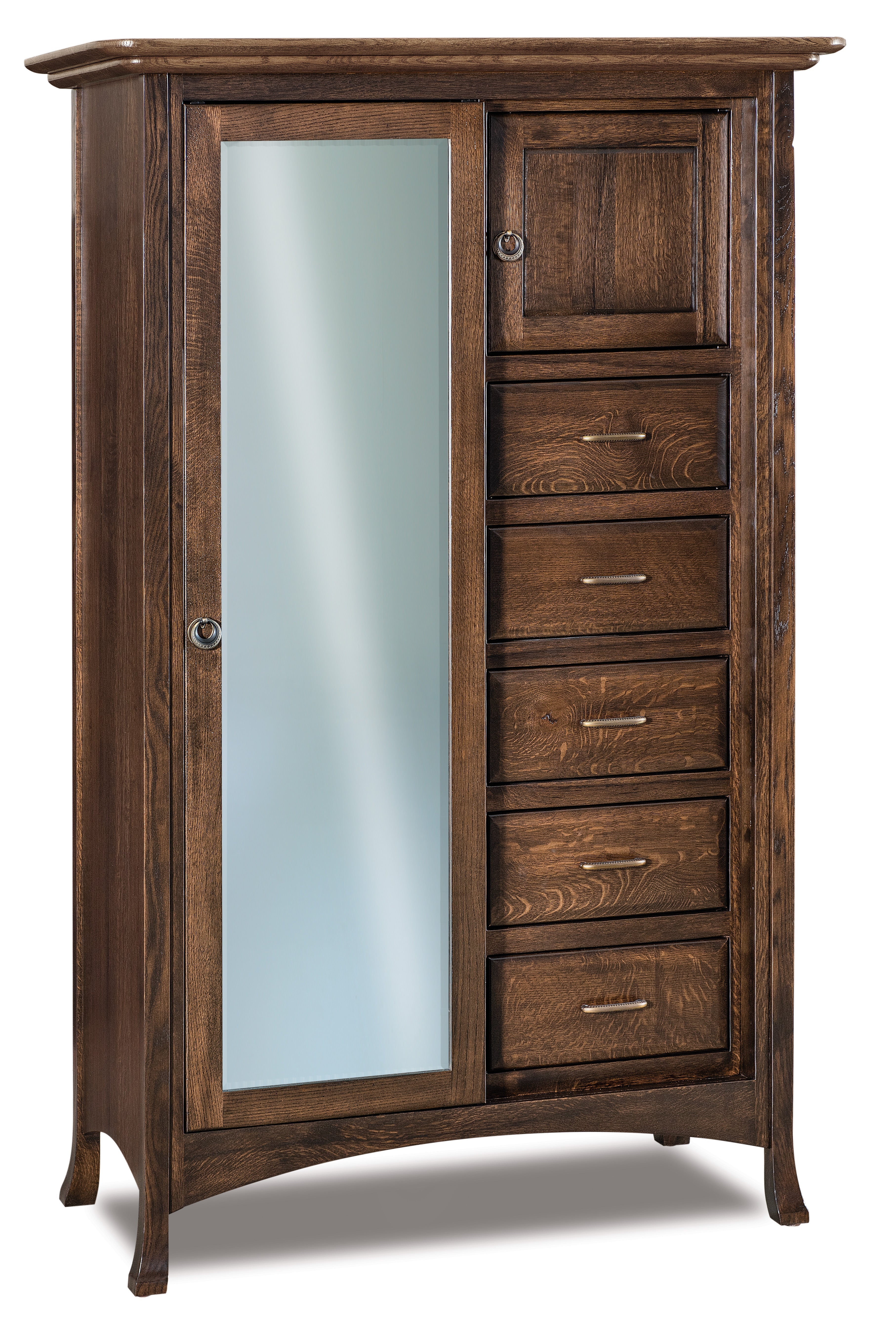 Amish Sequoyah Five Drawer One Door With Sliding Door Chifferobe - Thumbnail 5