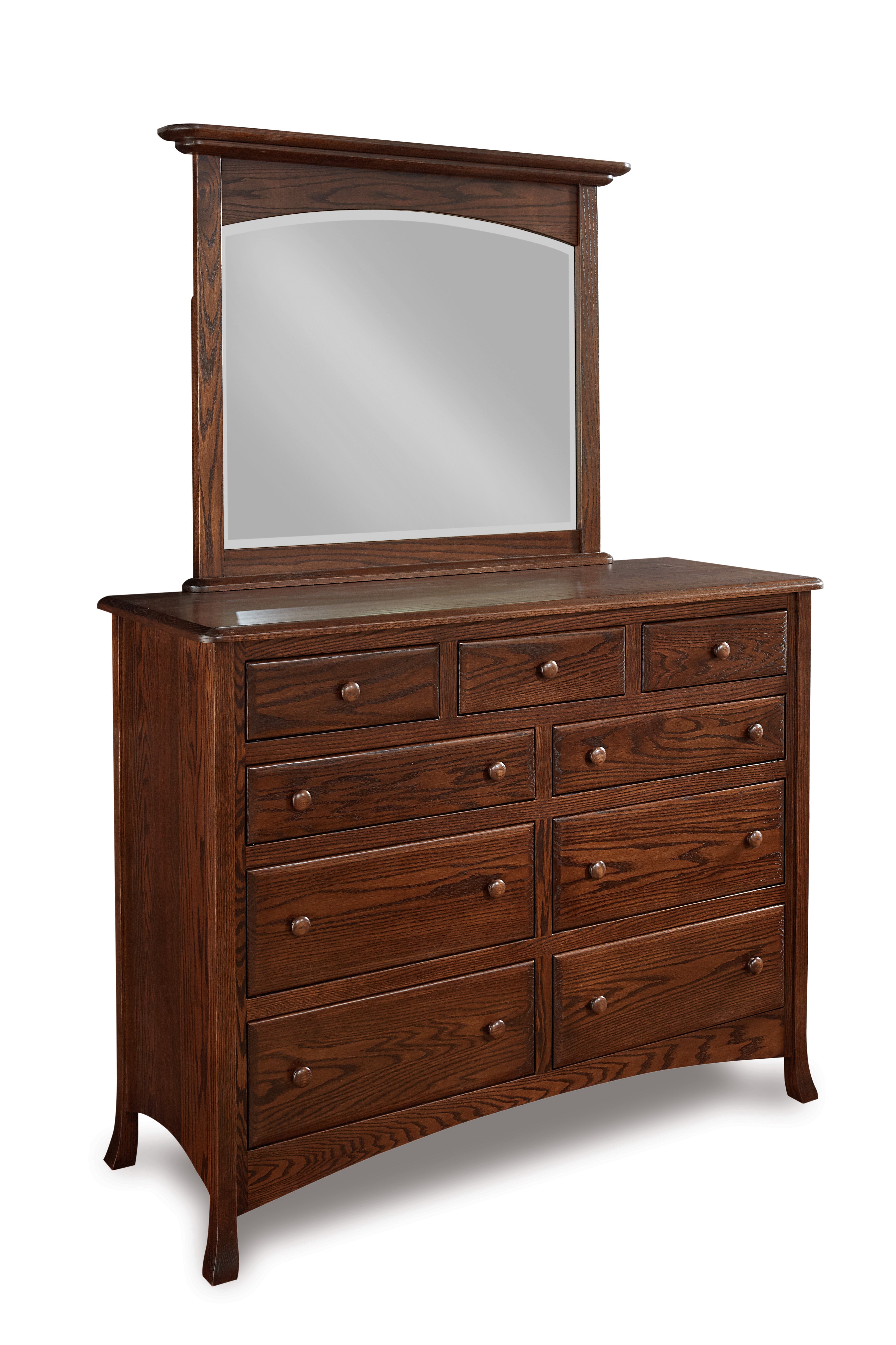 american made amish carlisle nine drawer bedroom dresser with mirror