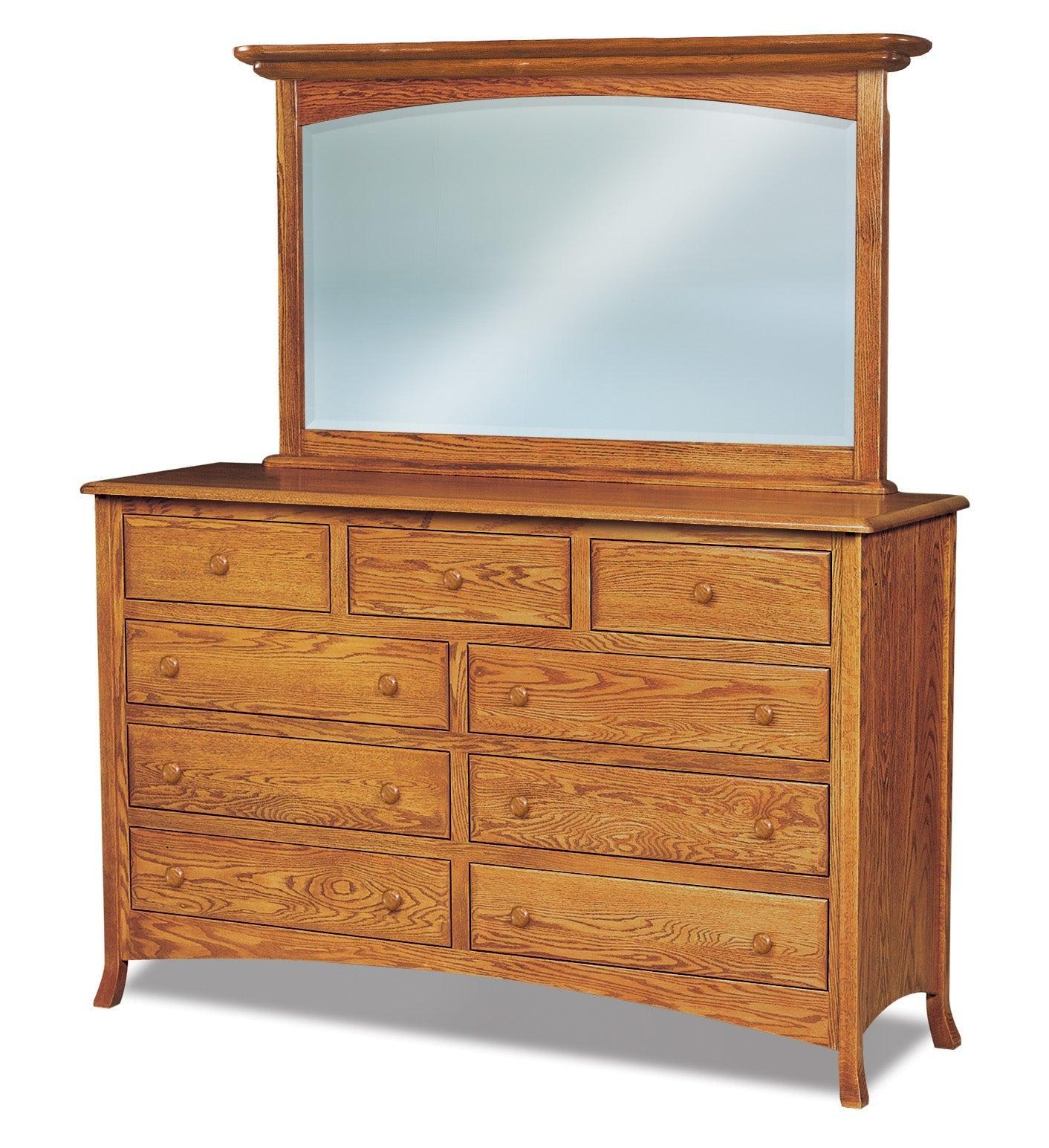 american made amish carlisle nine drawer bedroom dresser with mirror