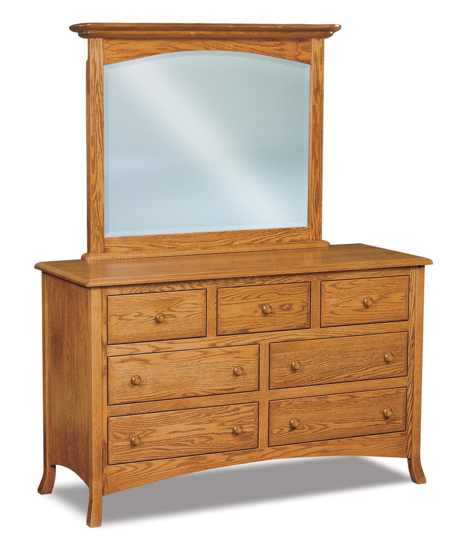american made amish carlisle seven drawer bedroom dresser with mirror 