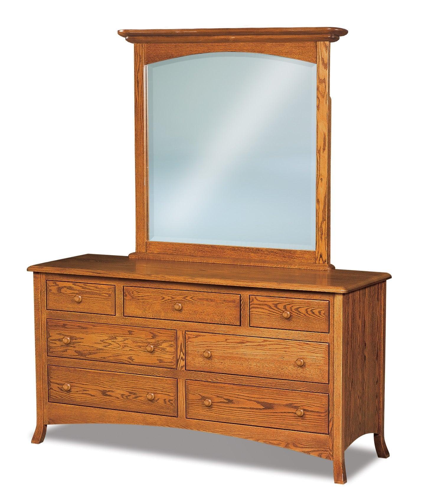 american made amish carlisle seven drawer bedroom dresser with mirror 