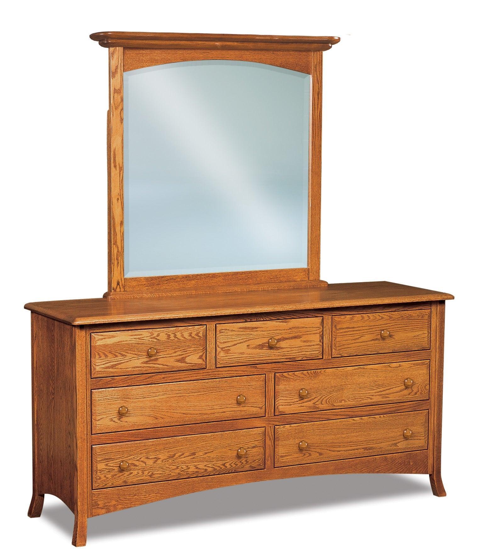 american made amish carlisle seven drawer bedroom dresser with mirror 