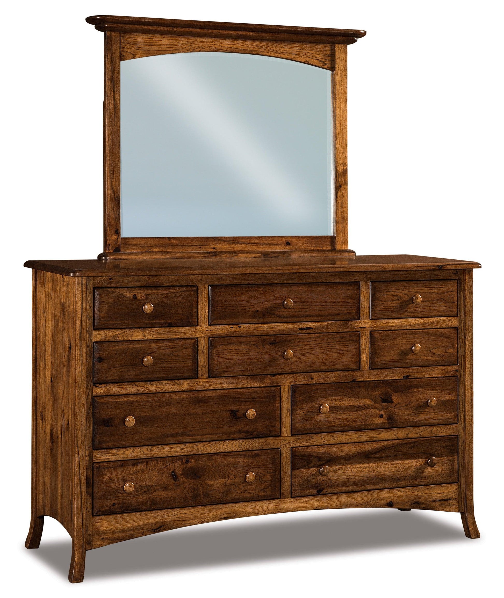 american made amish carlisle ten drawer dresser with mirror