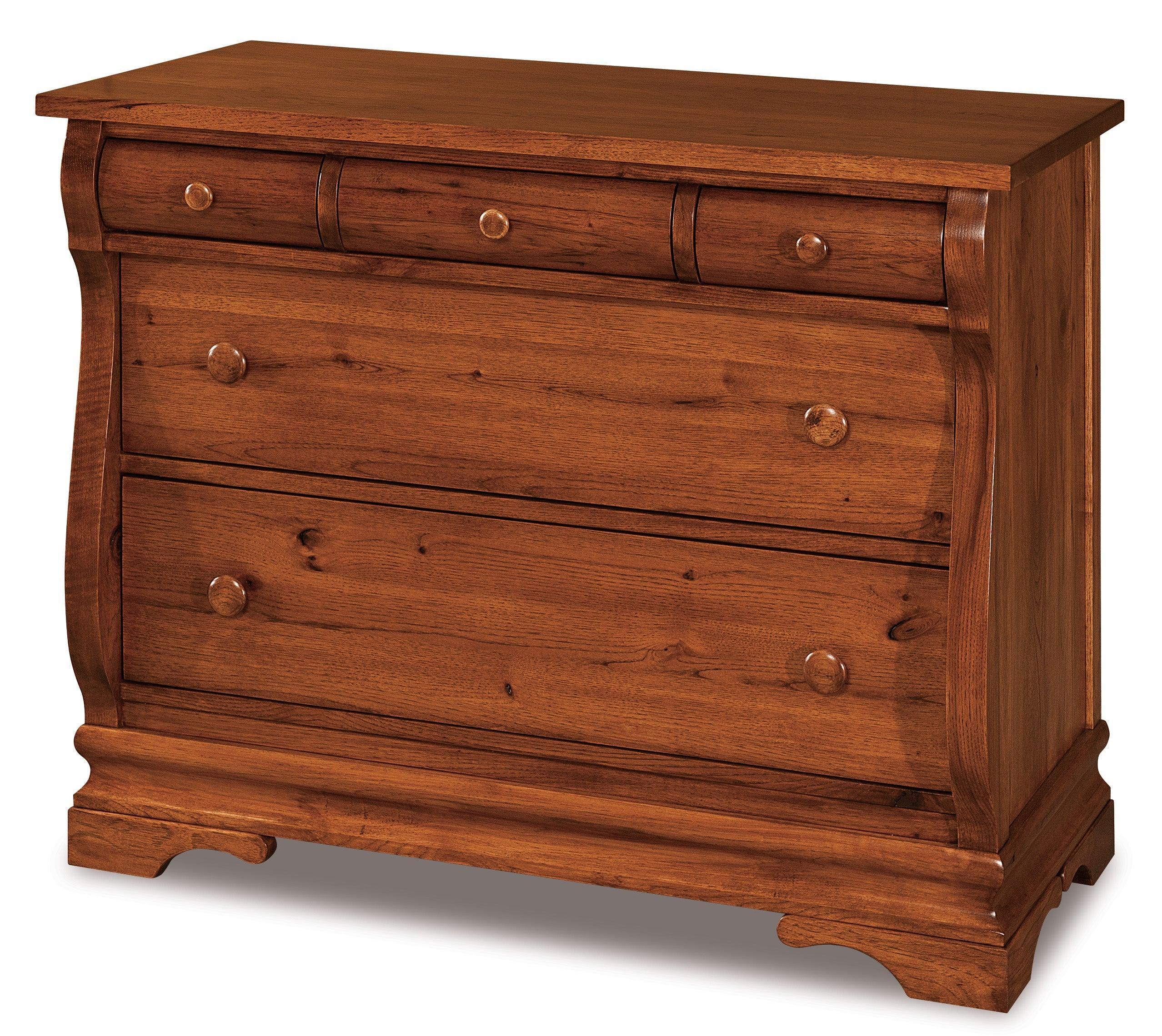 Amish Chippewa Sleigh Five Drawer Chest
