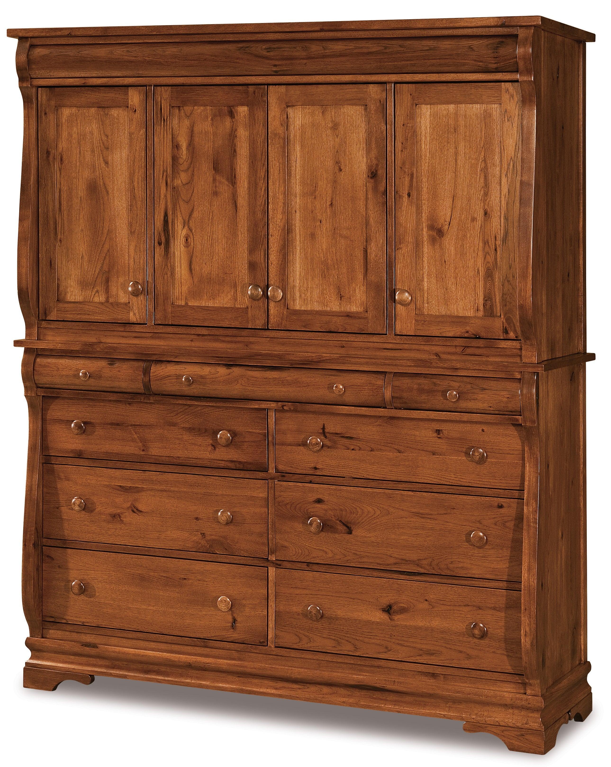 amish chippewa sleigh nine drawer four door mule chest