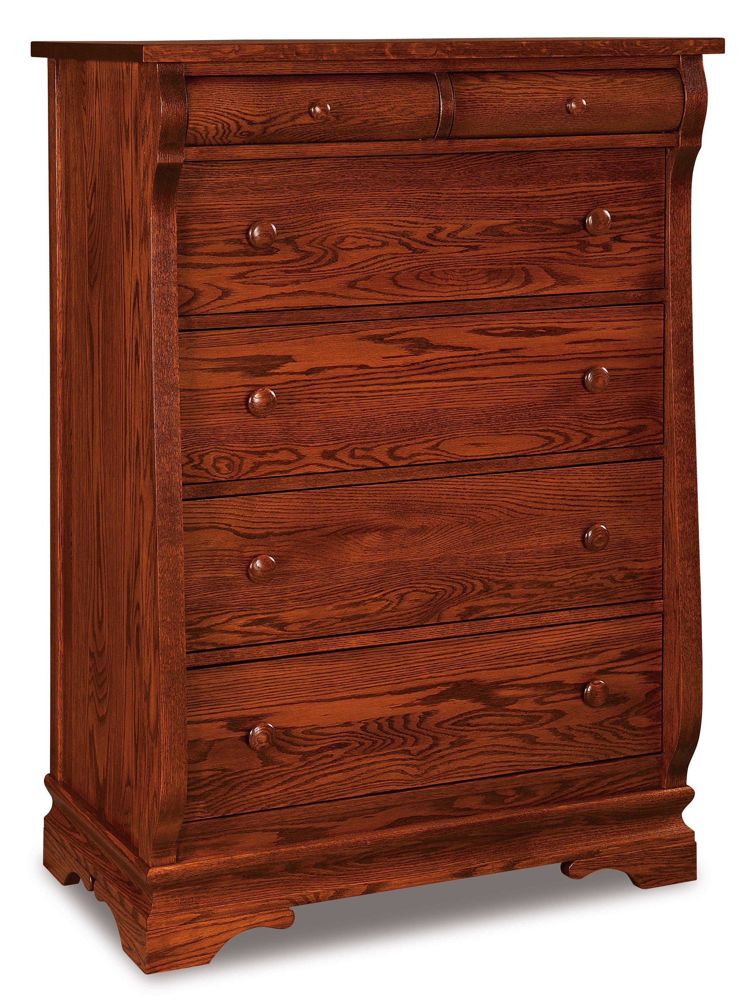 amish chippewa sleigh six drawer chest 