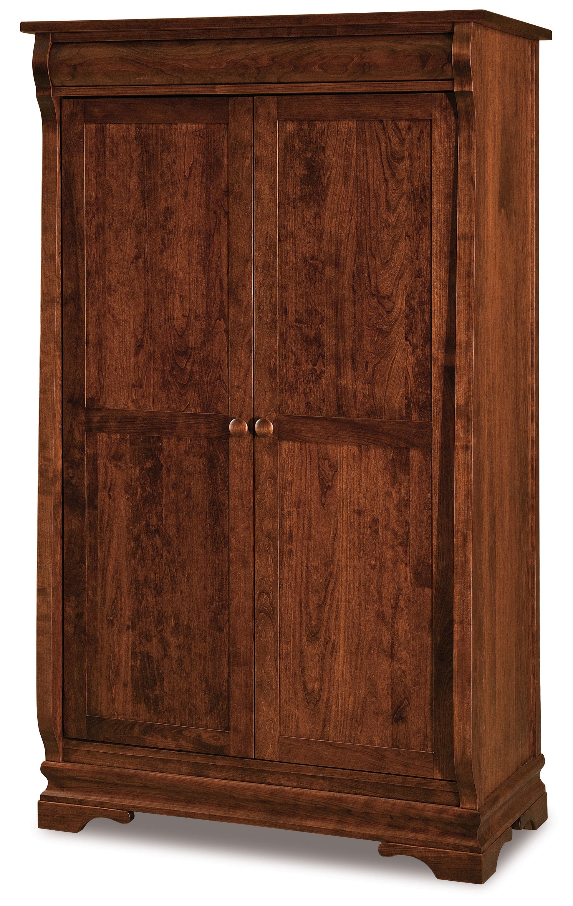 amish chippewa sleigh two door wardrobe armoire