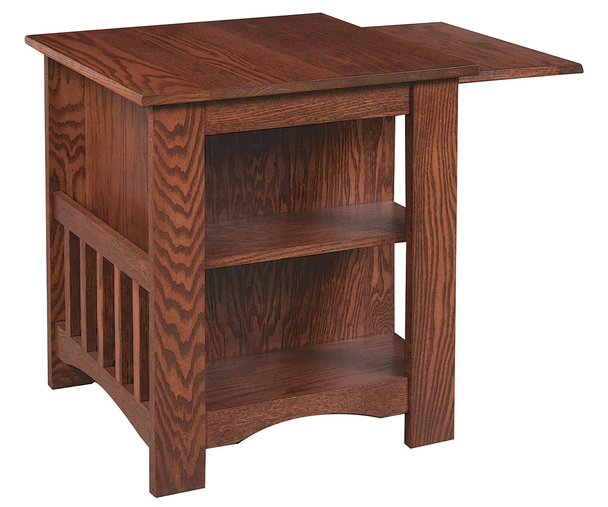 amish end table shown in brown maple