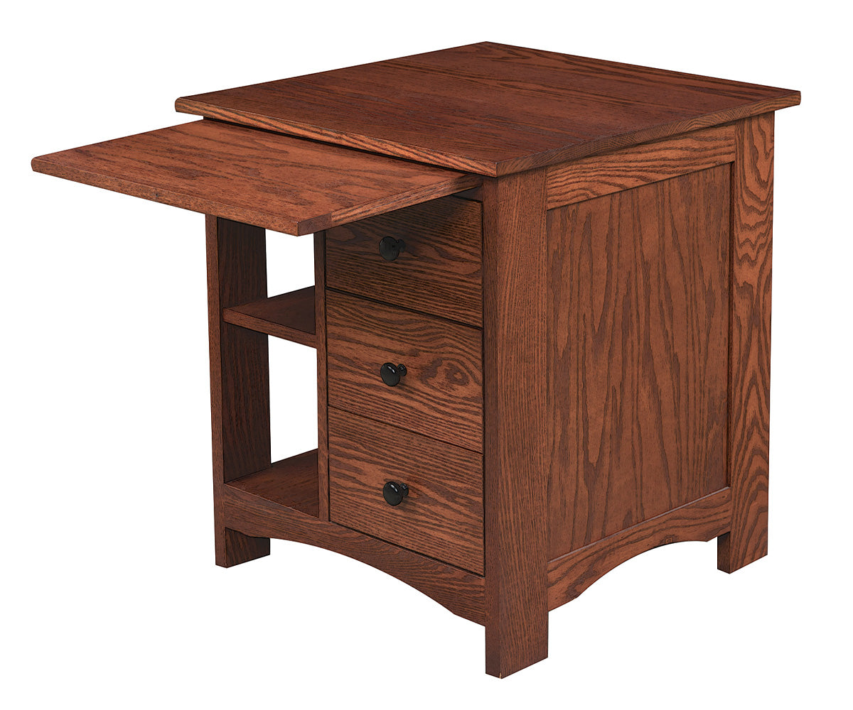 amish end table shown in brown maple