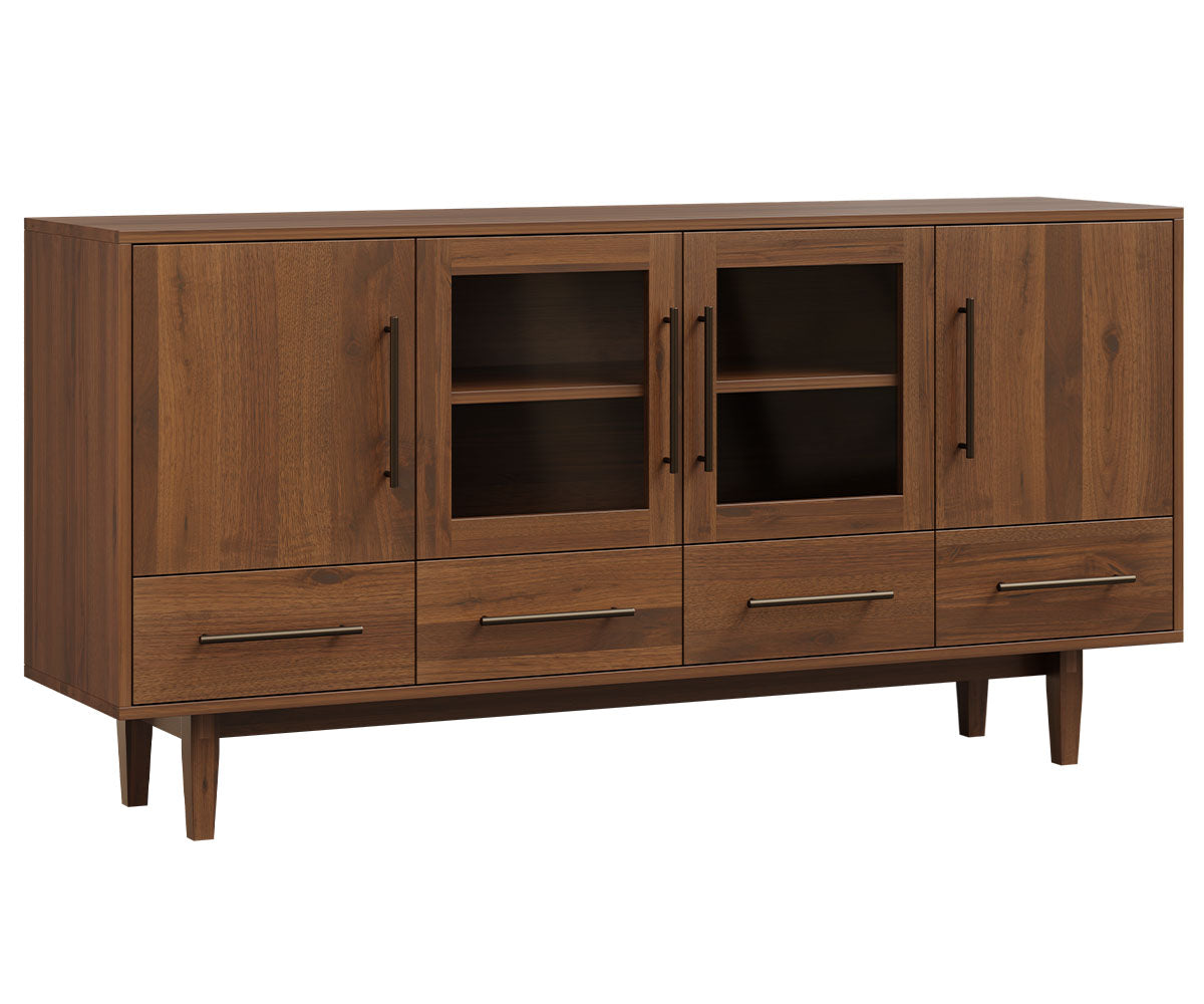 contemporary buffet in rustic walnut with natural stain