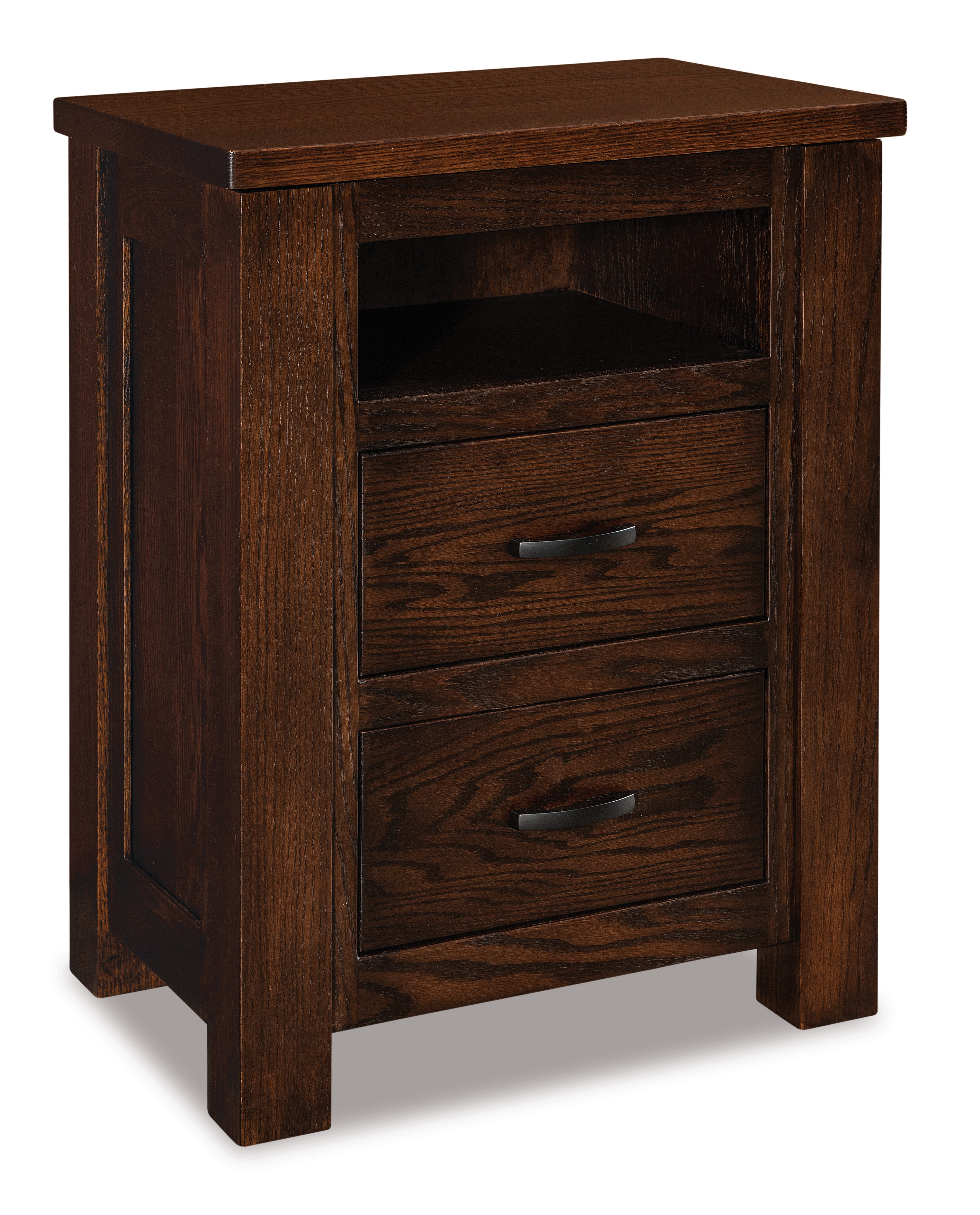 american made amish cottage two drawer open shelf nightstand