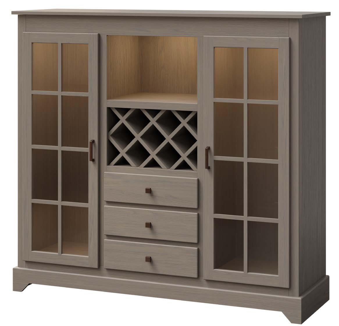 amish home bar shown in oak