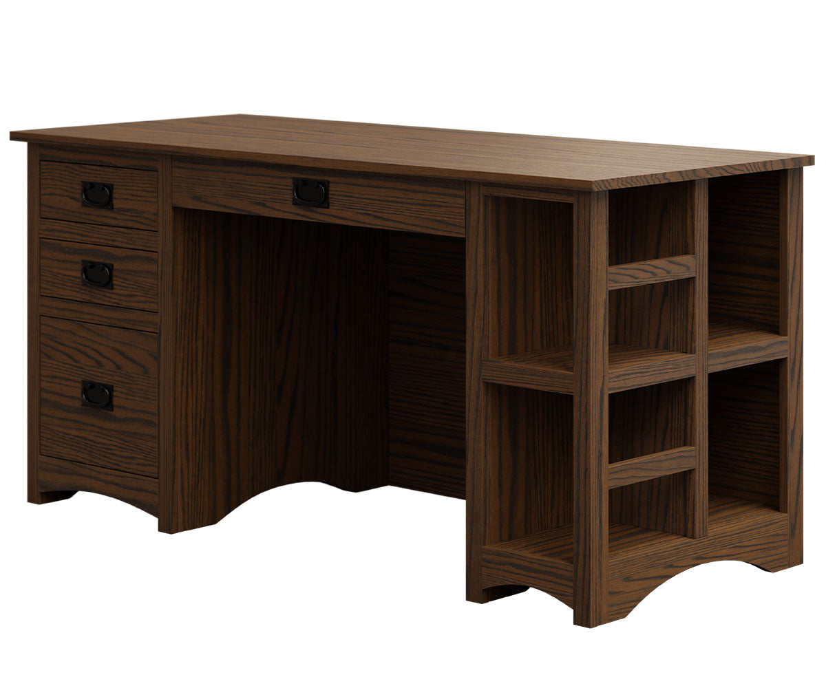 craftsman mission desk in red oak with cappuccino stain