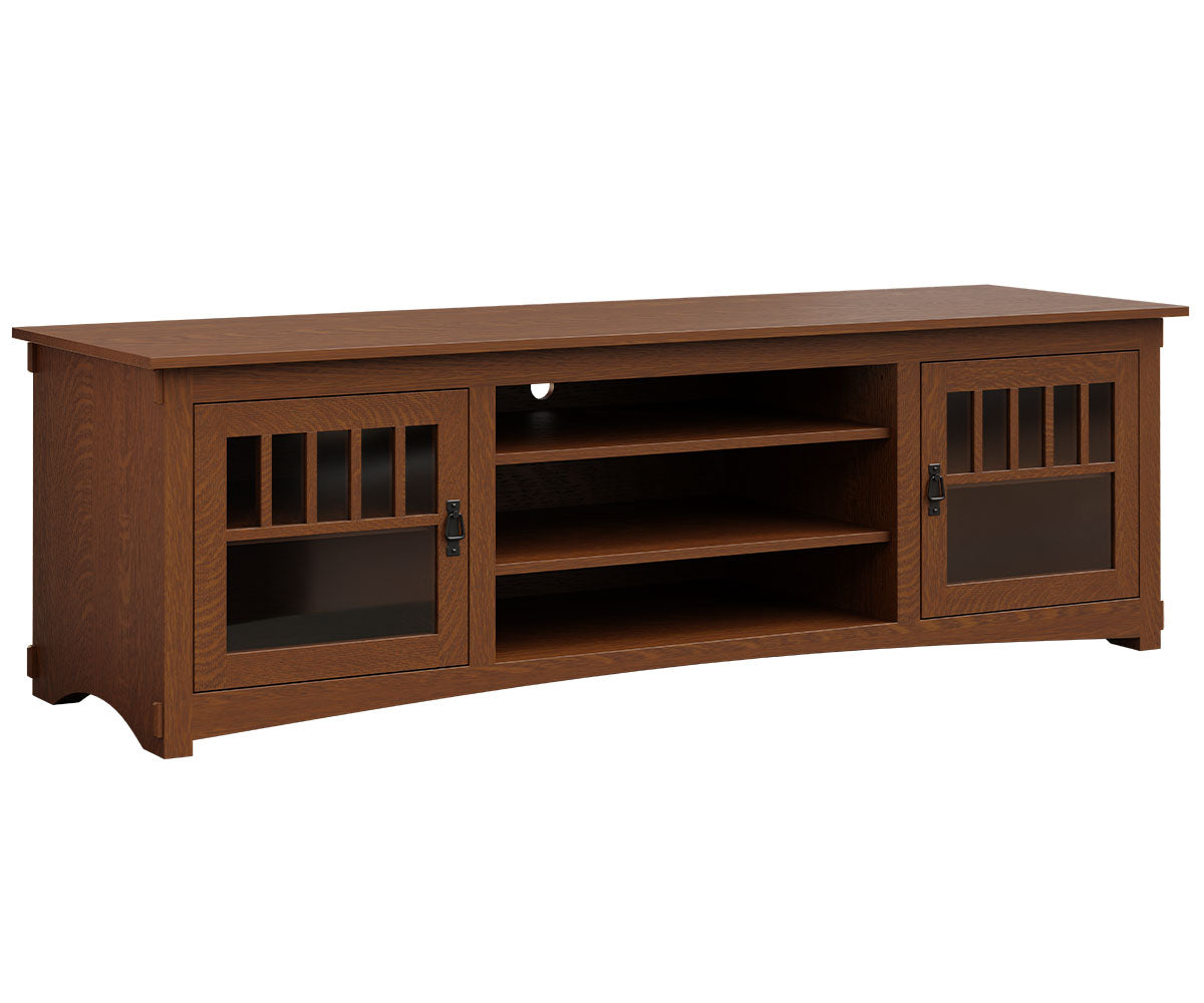 craftsman mission tv console in quatersawn white oak  with michaels cherry stain 