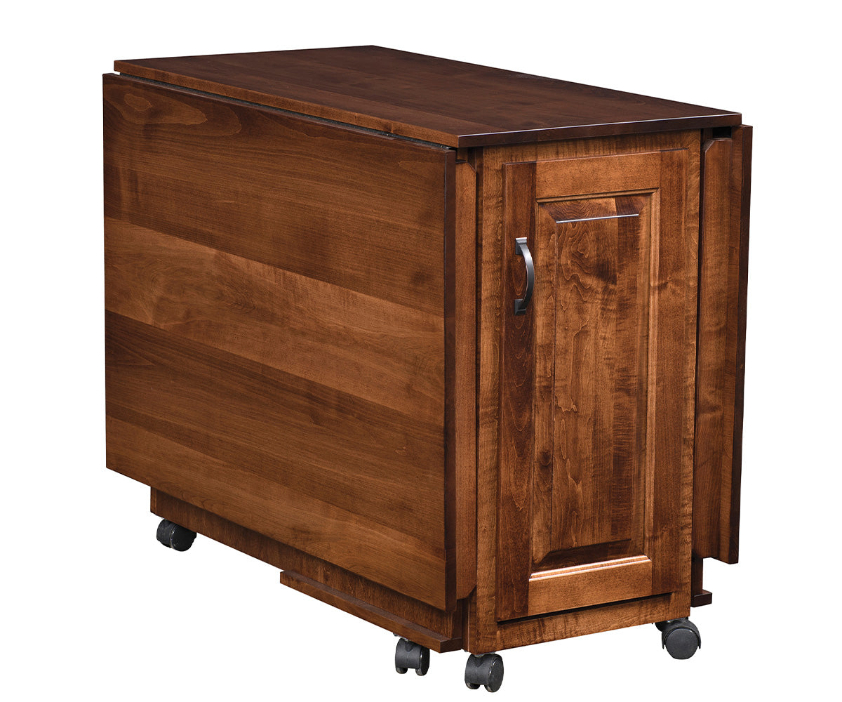 amish sewing cabinet shown in brown maple