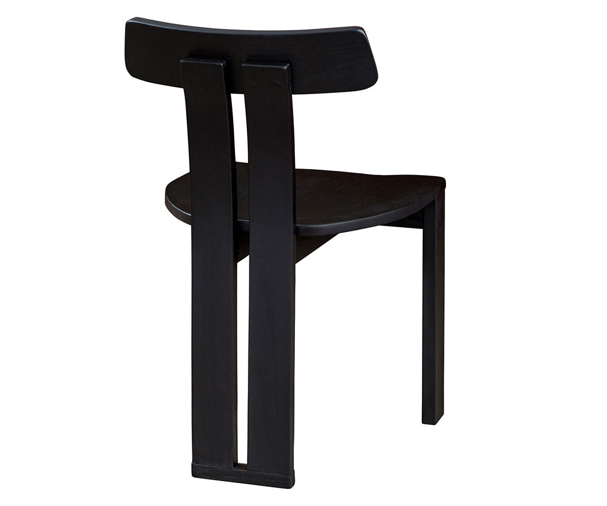 dallas side chair in red oak with muted black stain back view
