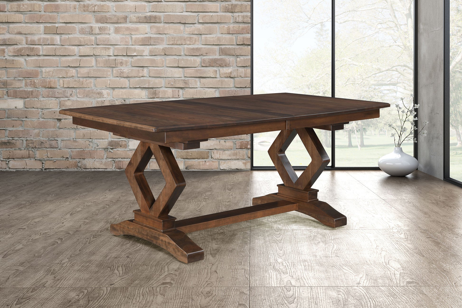 Amish Diamond Double Pedestal Table