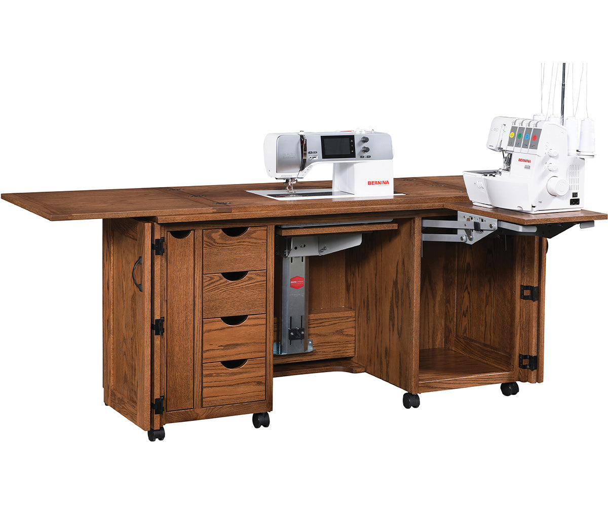 amish sewing cabinet shown in oak