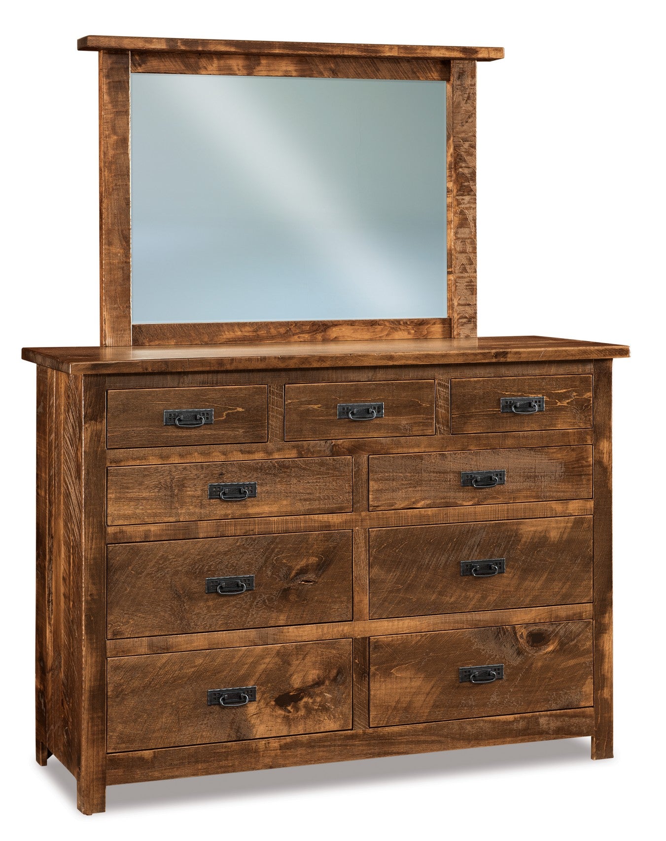 american made amish dumont rustic nine drawer dresser with mirror